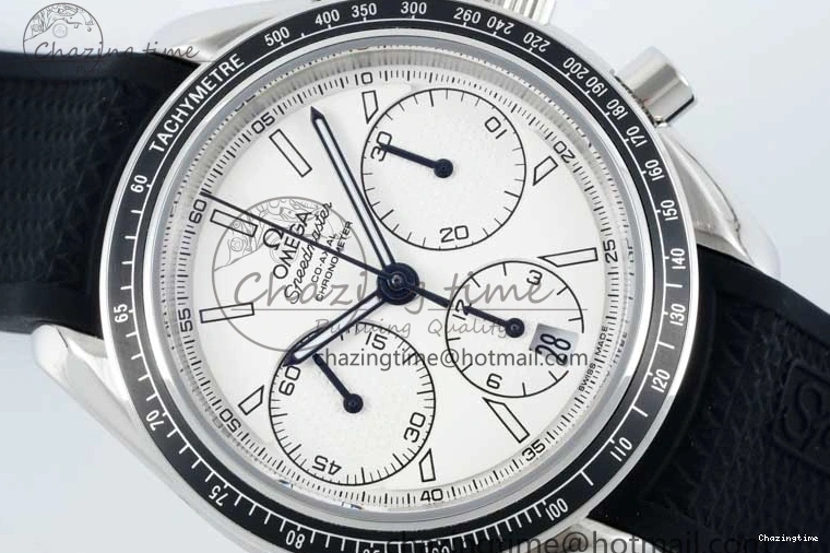 0111 Breathable Speedmaster Racing Master SS HKF Best Edition White Dial on Black Rubber Strap A 7815